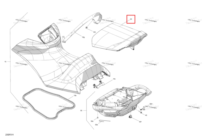Spartan красный пассажира сиденье в сборе Sea-Doo GTR 300 X (2026) (269003970)