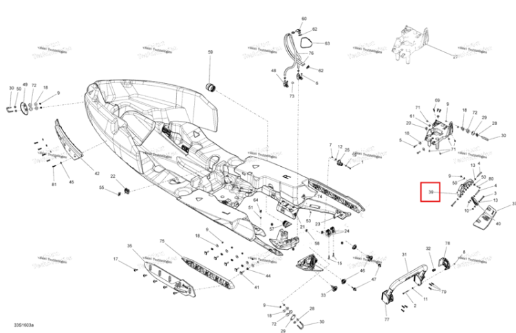 Правый опора пластина Sea-Doo RXT (2016) (292001463)