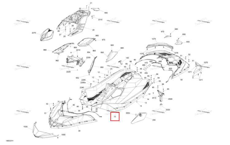 Центральный корпус Sea-Doo Spark 60 (2023) (291006043)