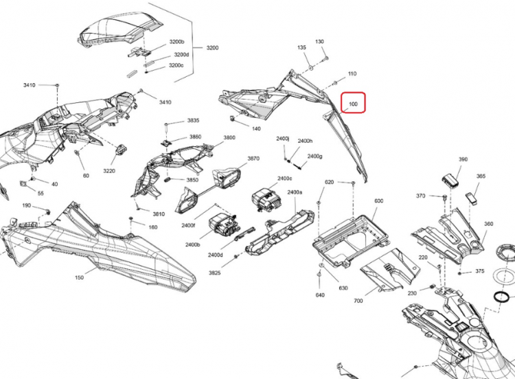 517309230 Панель капота правая для снегоходов Ski-Doo SUMMIT G5 517309230