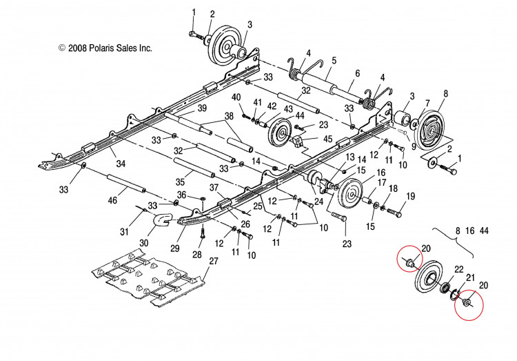 5431531 Втулка катка ролика гусеницы для снегоходов Polaris WIDETRAK LX/IQ 5431531