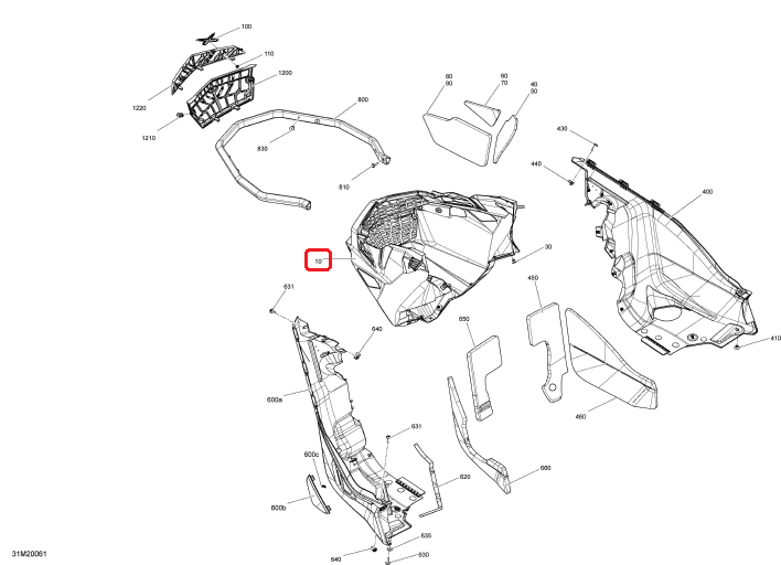 502007742 Панель передняя белая G4 Ski-Doo