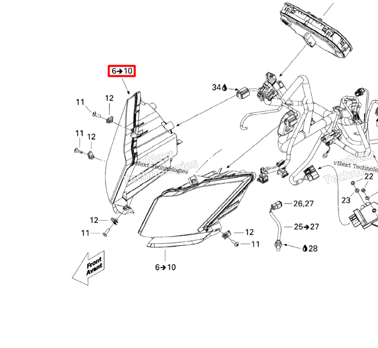 517304194 Фара правая KIMPEX XP XU Ski-Doo 515176363