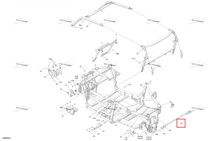 Центральный трубка Can-Am Commander 1000R EFI DPS (2022) (705209434)
