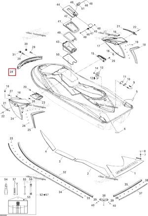 Бампер NOSE SLATE серый Sea-Doo 291002069