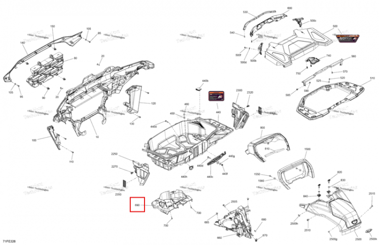 Приборная панель опора Can-Am Outlander 4x4 XT 1000R (2025) (705018850)