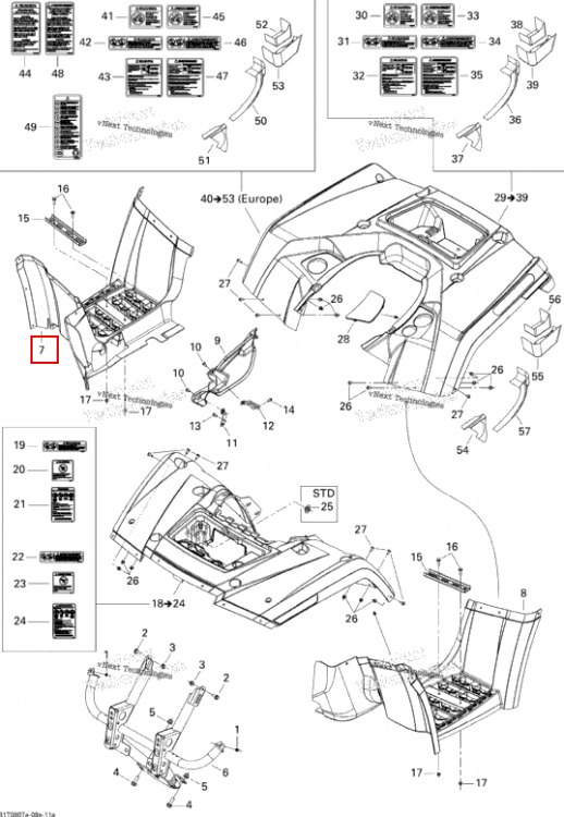 Правый подножка Can-Am Outlander 650 XT (2008) (705001311)