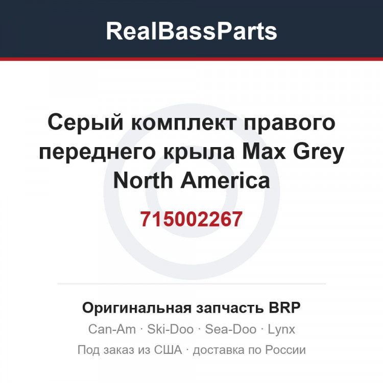 715002267 Серый комплект правого переднего крыла Max Grey North America