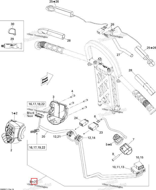 Жгут проводов включает 9 to 22 Ski-Doo Summit X 800R Power T.E.K. (2009) (515176422)