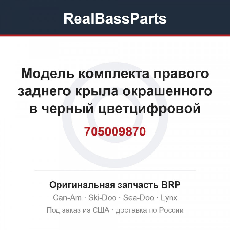 705009870 Модель комплекта правого заднего крыла окрашенного в черный цветцифровой камуфляж для Северной Америки