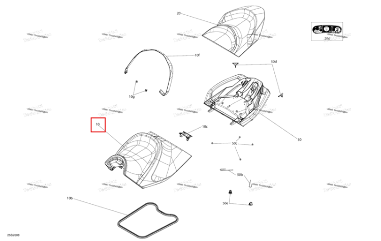 Metalic Pewter водителя сиденье в сборе включает 10 TO 10 g Sea-Doo GTX 300 (2020) (269003338)