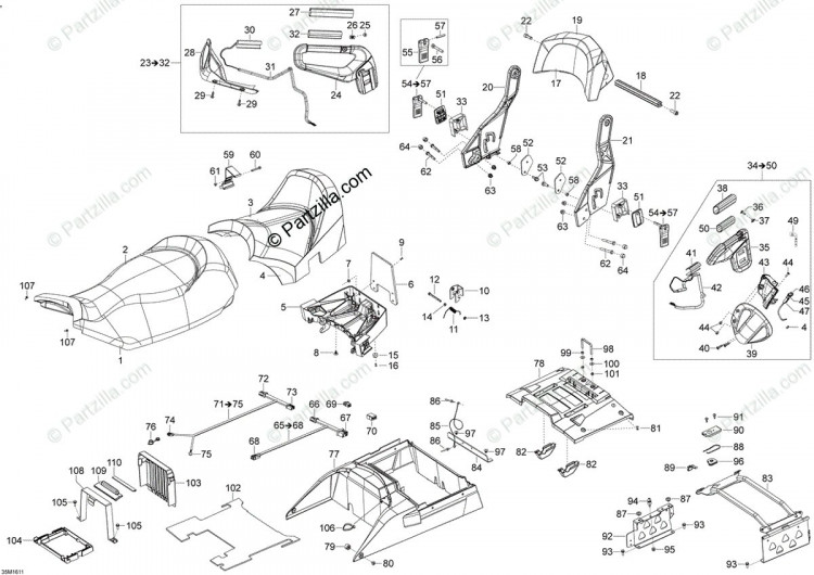 510005999 Поролон передних сидений. MODEL600 ETEC