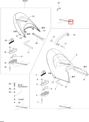 Передний сиденье в сборе / Viper красный B 26 Sea-Doo 269001226