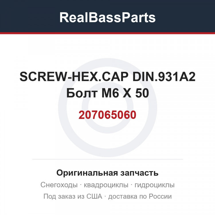 207065060 SCREW-HEX.CAP DIN.931A2  Болт M6 X 50
