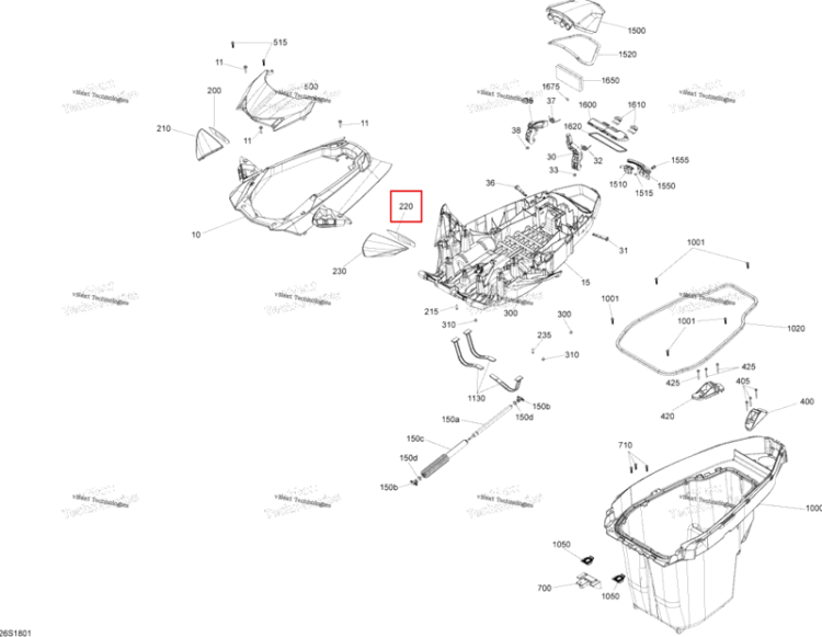 Левый зеркало Glass Sea-Doo RXT 300 (2018) (269502274)
