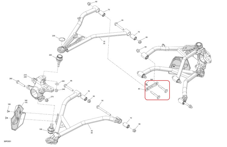 705208352 Пластина крепления передних рычагов для квадроциклов Can-Am OUTLANDER G3