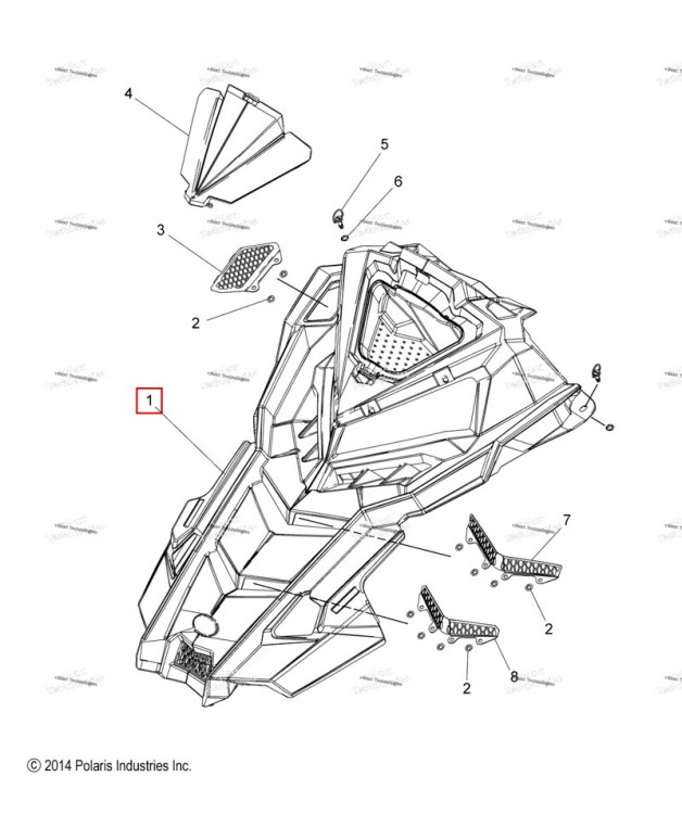 Капот TITANIUM METALLIC снежный обратный также заказ 2635485 Polaris 800 AXYS Pro RMK LE 155 (2017) (5451237-632)