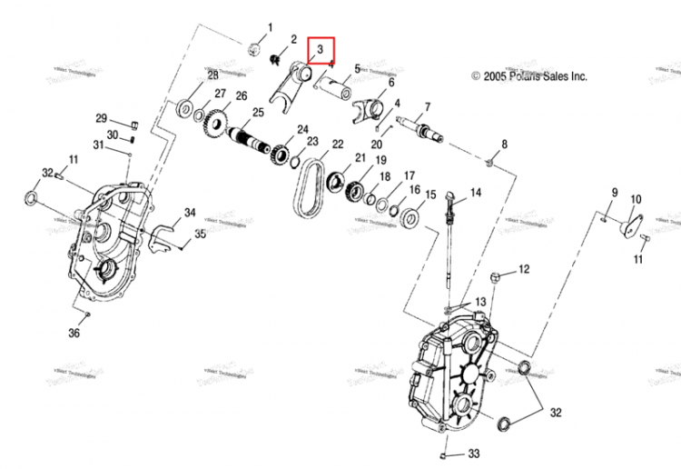 Вилка переключения низкий Polaris Widetrak LX (2006) (3233503)