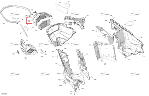 Hyper серебристый центральный облицовка a Ski-Doo 502008470
