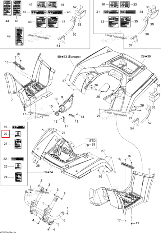 Предупреждающая наклейка Under 16 Years Old English Version Can-Am Outlander 650 XT (2008) (704900113)