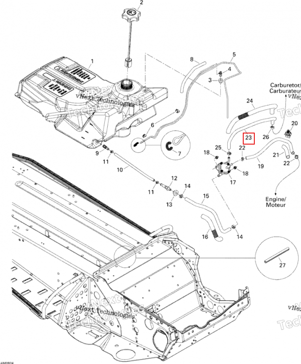 Шланг 5/16 I D 1000 мм длинный Ski-Doo Skandic Tundra (2009) (219704422)