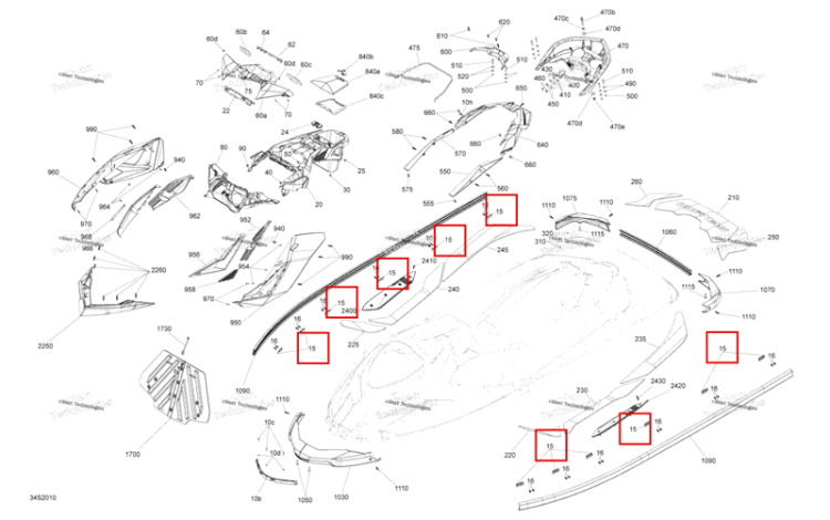 Бампер крепление Sea-Doo RXP 300 (2020) (291005313)