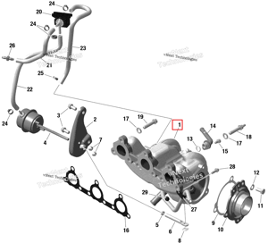 Турбо в сборе для турбина / выпуск коллектор replacement см. TST 143931 Ski-Doo 420893884
