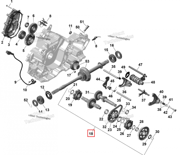 Основной вал в сборе включает no 19 31 Can-Am Outlander 4x4 DPS 700 (2025) (420820327)