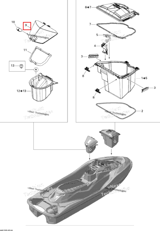 GLOVE дверь белый включает 9 to 11 Sea-Doo GTX 215 (2012) (264000081)