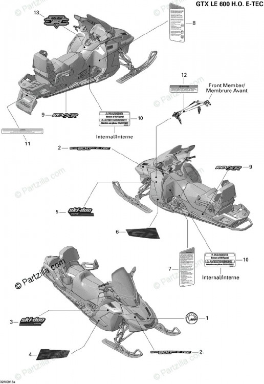 516003831 Наклейка на капот, ротакс 600 HO ETEC