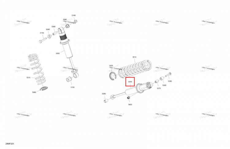 Задний Absorber амортизатор HPG Ski-Doo Summit X 850 E-TEC Turbo R (2026) (503197666)