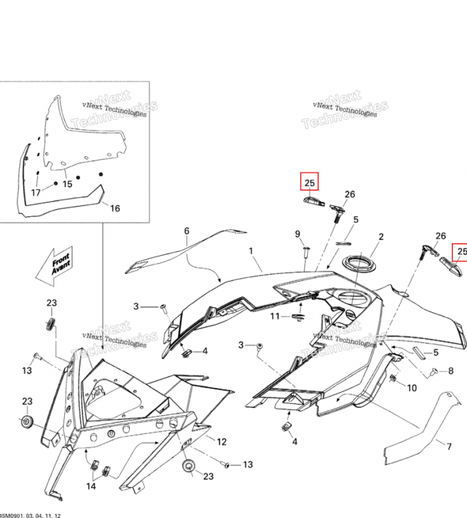 Торцевой PIECE защёлка белый синий Ski-Doo Summit X 800R Power T.E.K. (2009) (517304117)