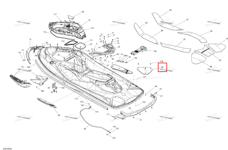 Правый проставка Sea-Doo RXT (2016) (291004296)