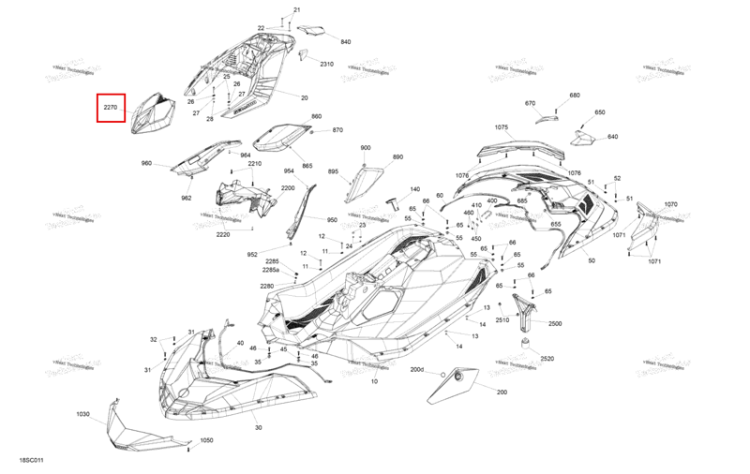Передний облицовка Bright белый Sea-Doo Spark 60 (2023) (291004590)