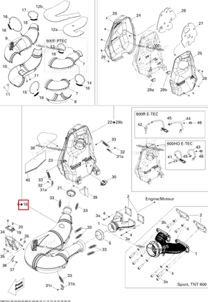 Tuned труба в сборе, 600 HO ETEC Ski-Doo 514054832