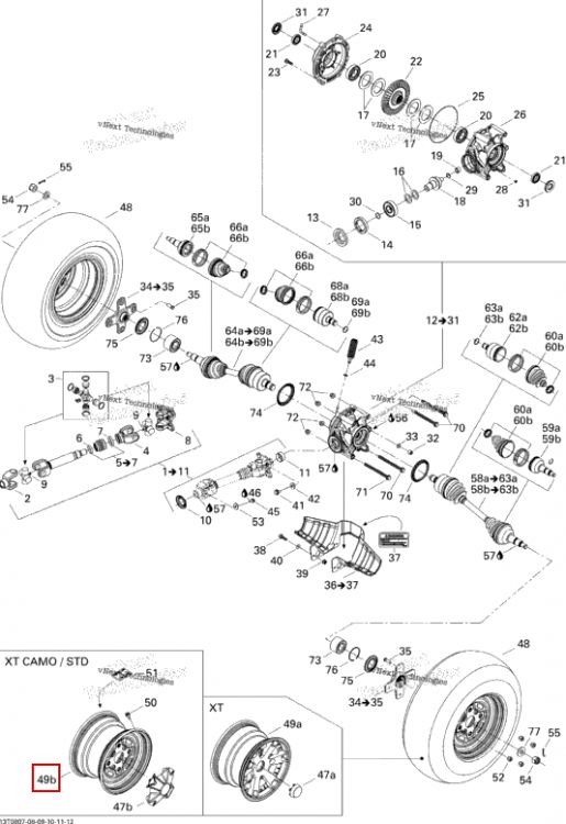 Задний обод XT CAMO Can-Am Outlander MAX 800 XT (2008) (705500880)