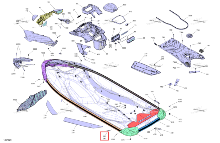 Левый задний подножка Anti Slip Mat Sea-Doo GTR 300 X (2026) (291005885)