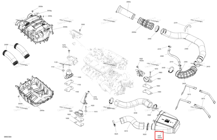 Intercooler включает 3000 to 3000 a Sea-Doo GTX 230 (2023) (276000406)