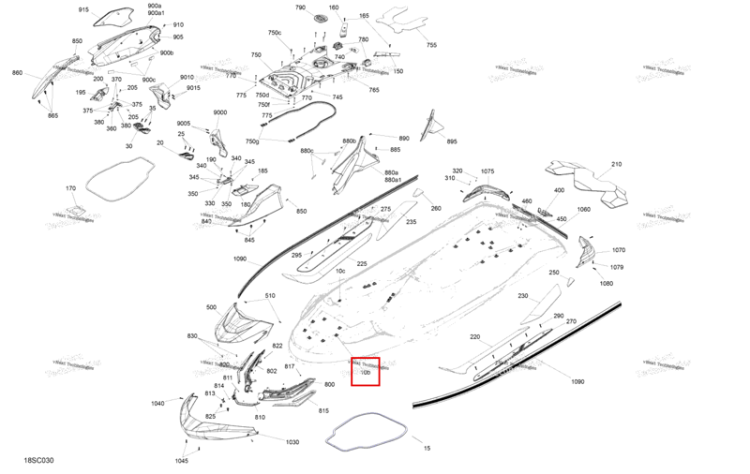 Гайка корпус M6 в сборе Sea-Doo RXT-X 300 (2023) (291006093)