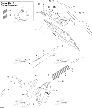 Правый рукоятка пластина Ski-Doo 520000672