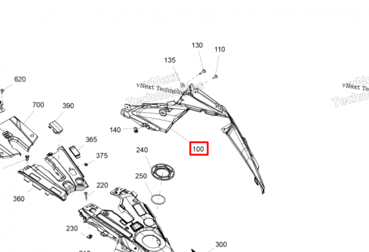 517308408 Панель правая черная Ski-Doo