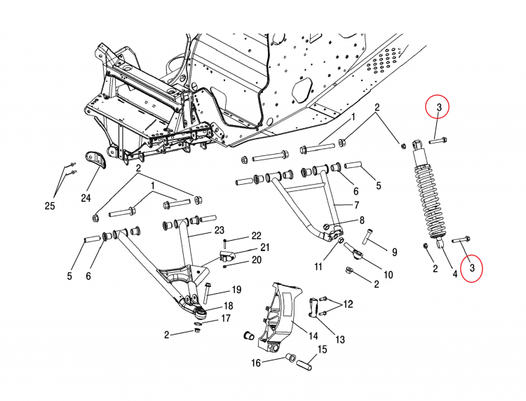 7518278 Болт амортизатора для снегоходов Polaris WIDETRAK IQ 7518278