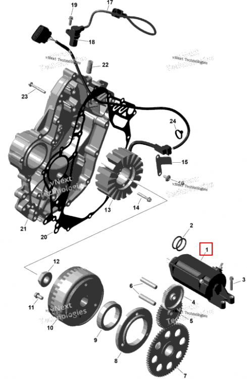 Стартер в сборе Can-Am Outlander 4x4 DPS 700 (2025) (420893838)