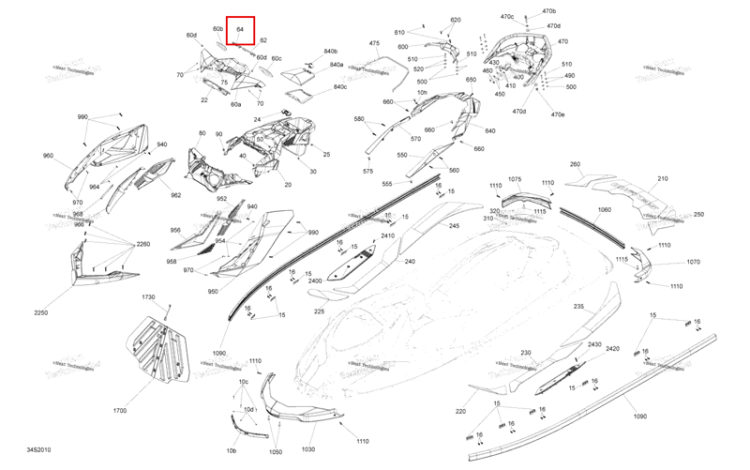 Dragon красный облицовка указатель правый Sea-Doo RXP 300 (2020) (705012355)