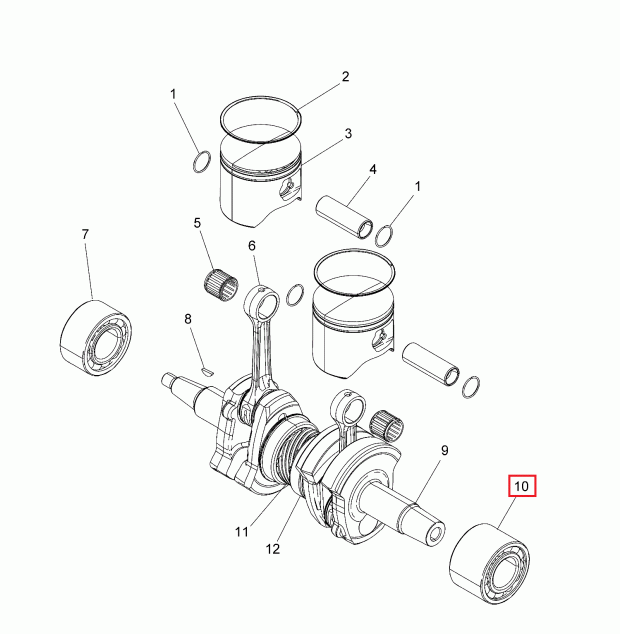 3515098 Подшипник Polaris BEARING-BALL,35X72X48 3514908 3514587 3514710, фото 3