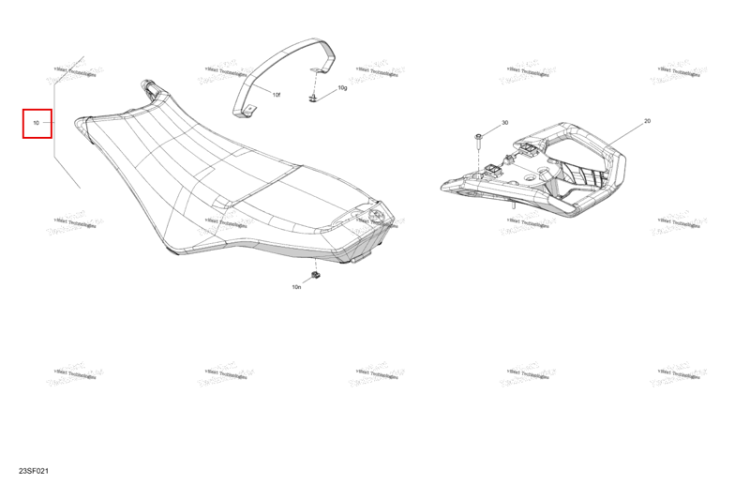 Can Am красный 2 Places сиденье в сборе включает 10 to 10 n Sea-Doo Spark 900 HO ACE Conv (2026) (269003977)