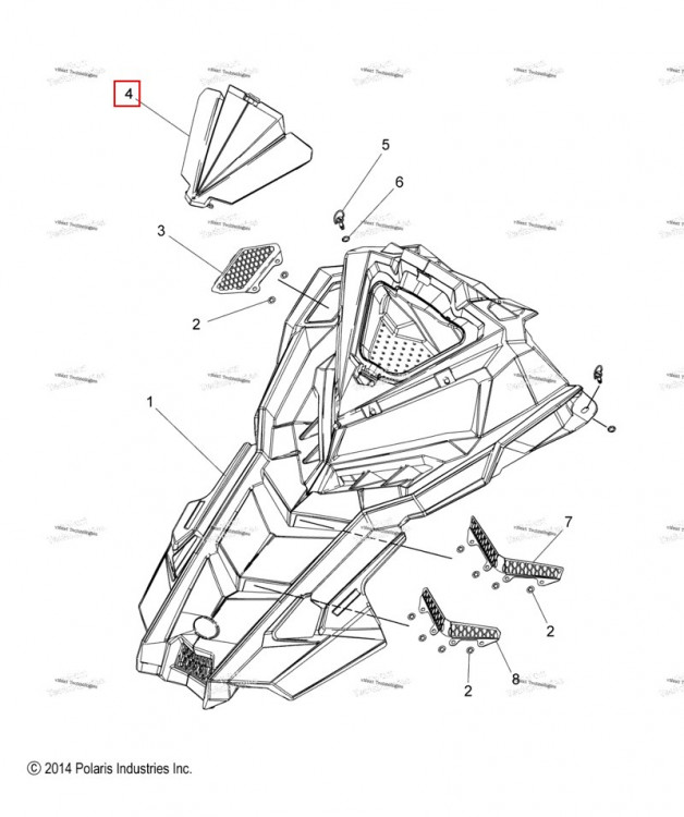 STORAGE LID чёрный PEARL снежный обратный Polaris 800 AXYS Pro RMK LE 155 (2017) (5451241-666)