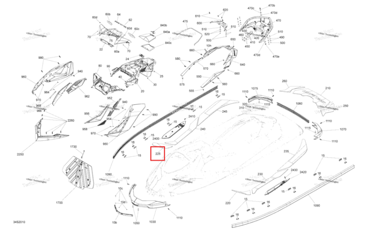 Anti Slip Mat передний правый Sea-Doo RXP 300 (2020) (291005365)