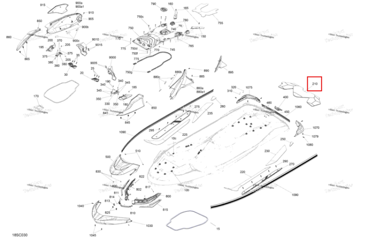 Задний Plat Form Carpet Sea-Doo RXT-X 300 (2023) (291005077)