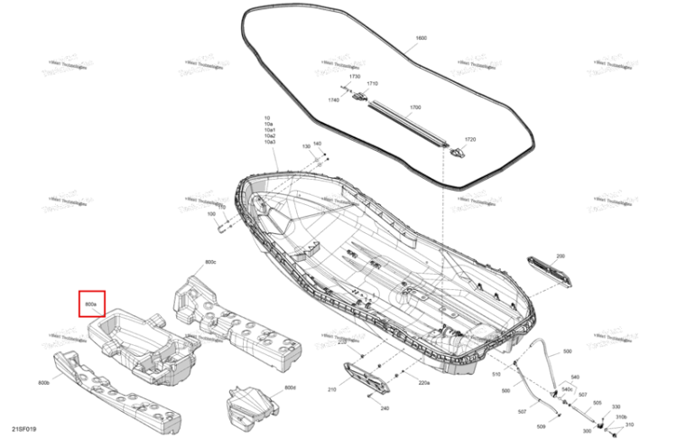 Передний Hull поплавок Sea-Doo Spark 900 ACE Base (2026) (292002593)